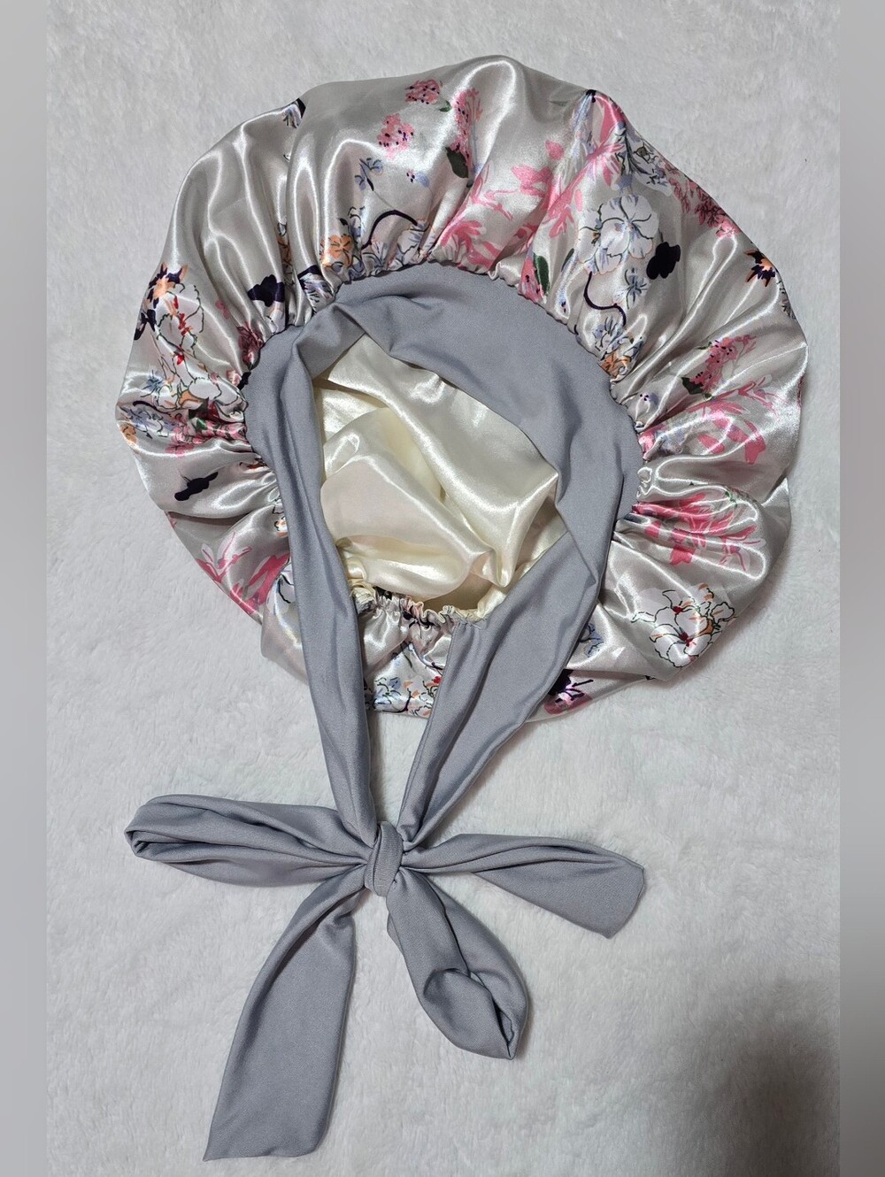 Floral Silk Satin Sleep Bonnet Head Scarf Tie Band Head Reversible Hair Wrap NEW